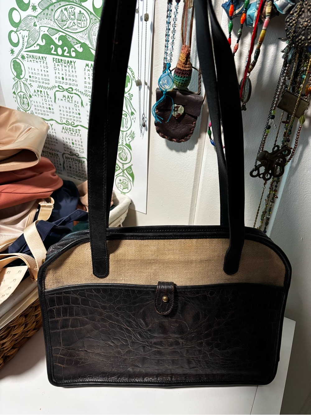 Brahmin Two-Tone Black and Tan Shoulder Bag